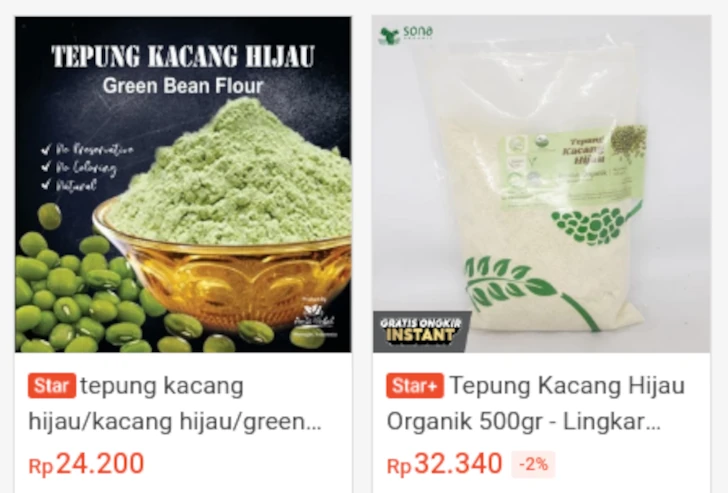 harga tepung kacang hijau