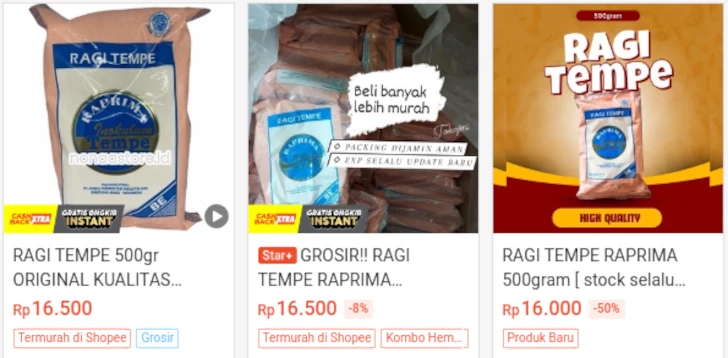 ragi tempe di shopee